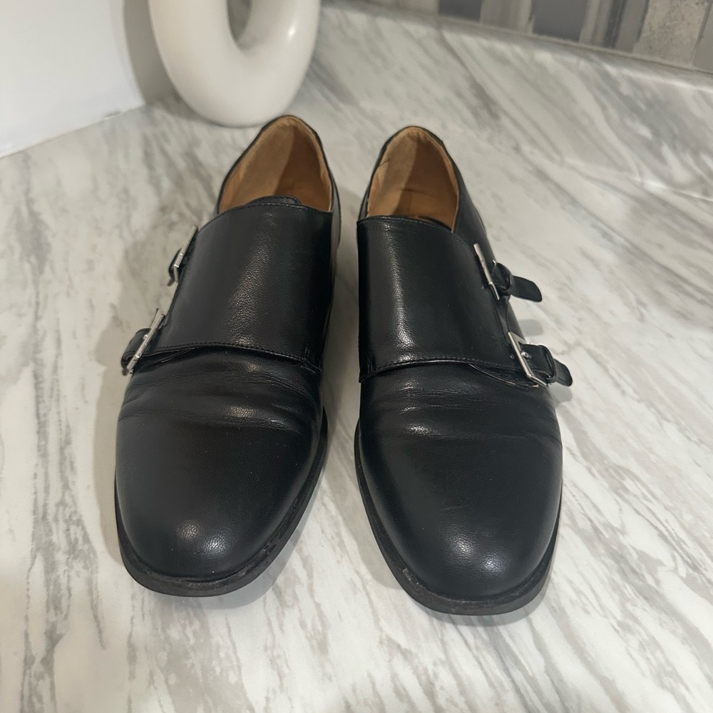 Nine West Black Double Monk Strap Oxfords